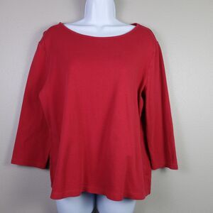 Kim Rogers Red 3/4 Sleeve Top Size Petite XL